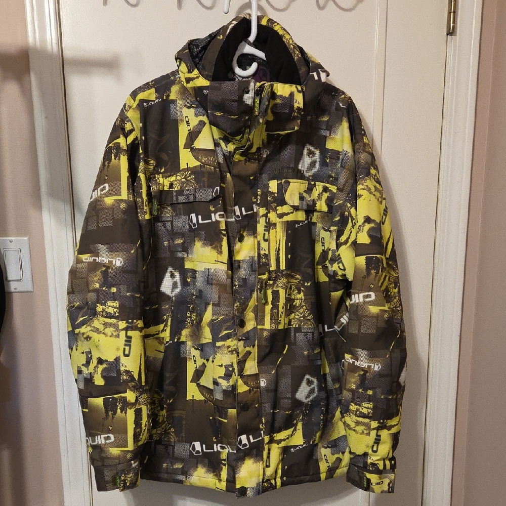 Liquid Men's Yellow and Brown Ski Jacket